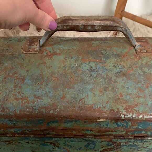 Vintage Distressed And  Rusty Toolbox 
Rustic Farm Industrial Decor - Picture 8 of 16